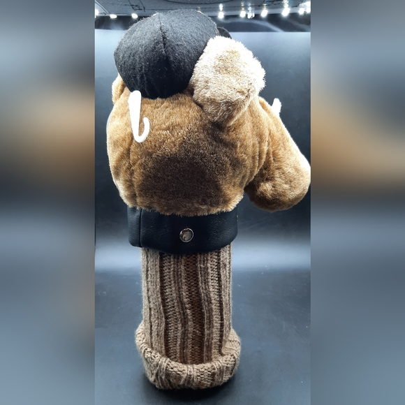 NEW Bulldog Golf Club Cover Plush Smoking Studded Black Collar Black Hat - Picture 3 of 9